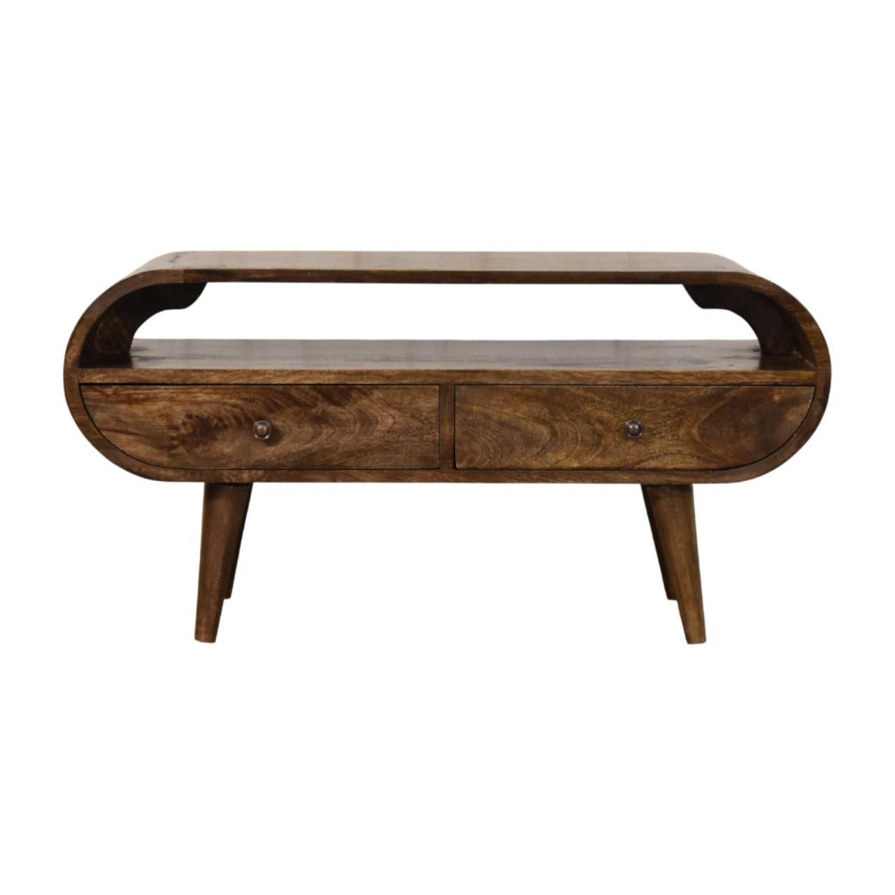 MEDIENMÖBEL Klassisches Grau-Finish, 2 Schubladen, 1 offenes Regal, Braun - Braun, Holz (35/45/90cm) - Artisan Furniture