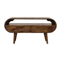 MEDIENMÖBEL Klassisches Grau-Finish, 2 Schubladen, 1 offenes Regal, Braun - Braun, Holz (35/45/90cm) - Artisan Furniture