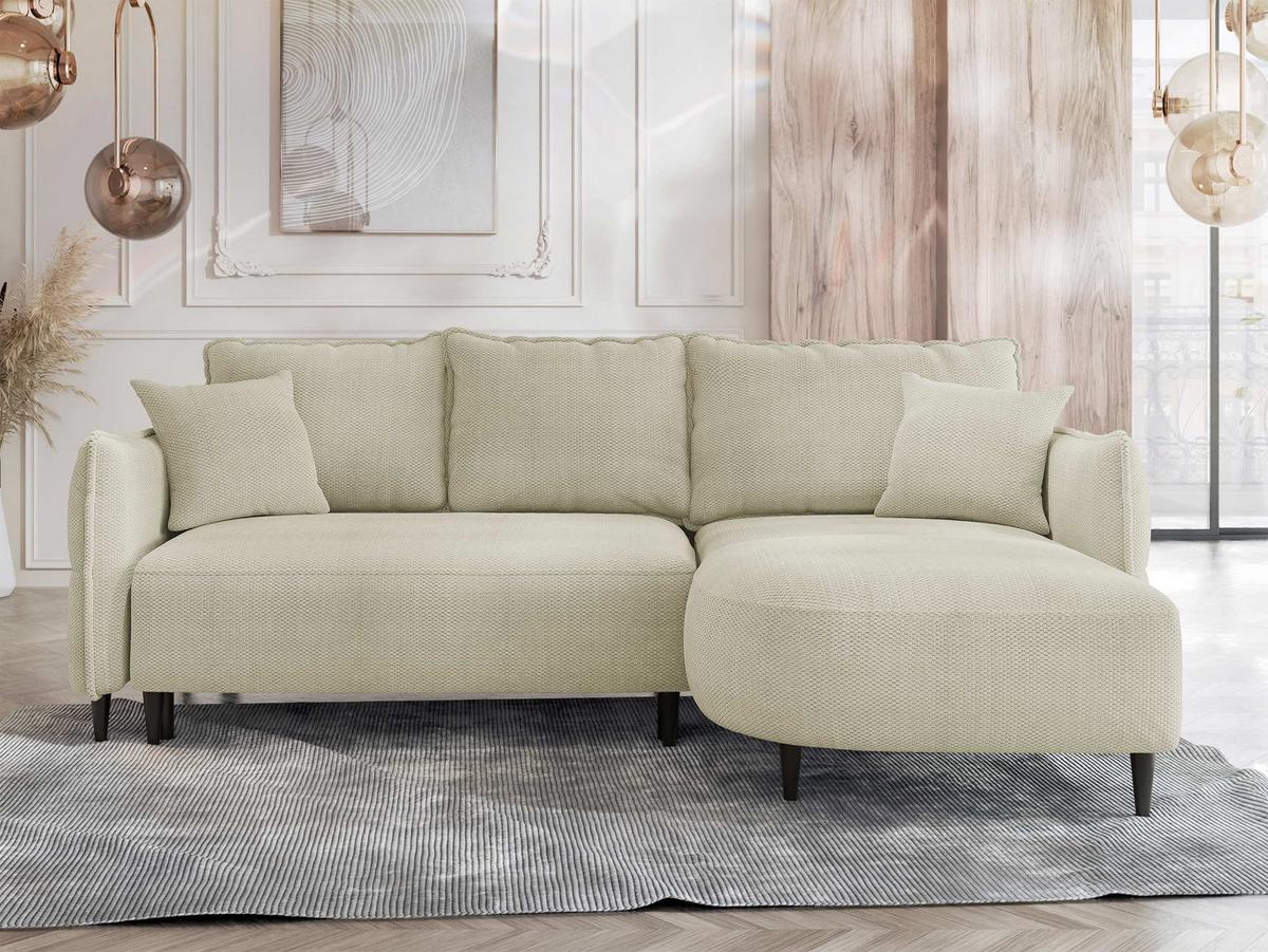 ECKSOFA Sycylia, Seite: Rechts - Schwarz/Naturfarben, Holz/Textil (165/244cm) - MIRJAN24