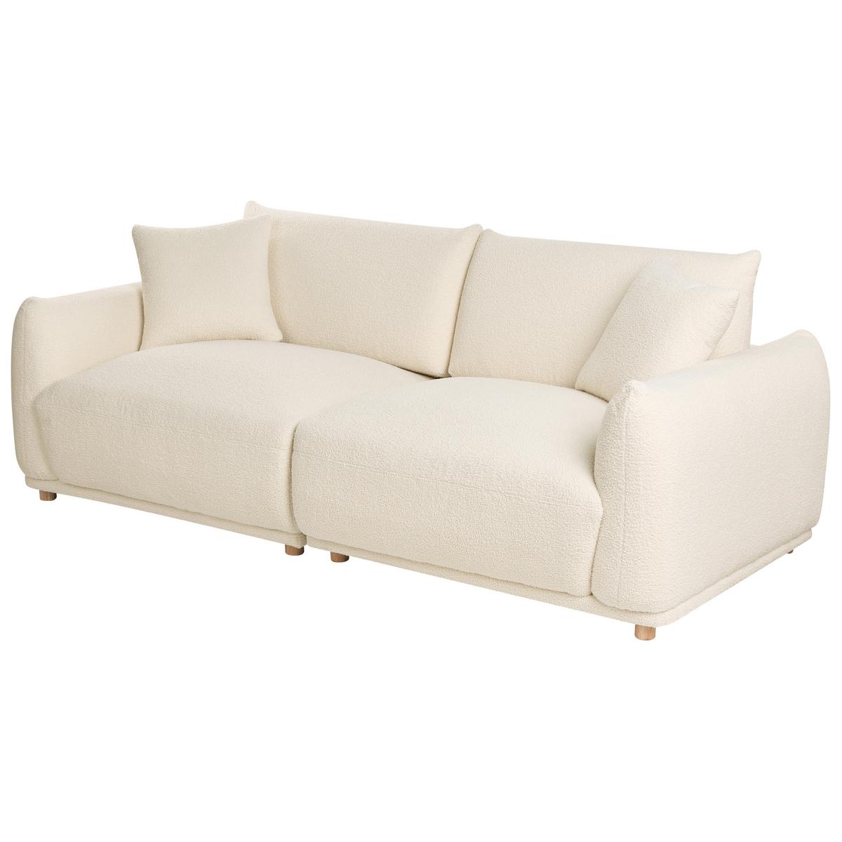 SOFA-SET 5-Sitzer Bouclé Cremeweiß Jubek - Creme/Weiß, Textil (220/75/104cm) - Beliani