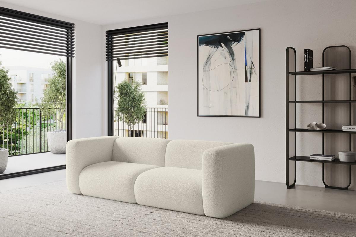 MODULARES Sofa 2-SITZER MIRA-S1 228x89x70 Beige cm Bouclé - Kaschmir/Beige, Holzwerkstoff/Kunststoff (228/70/89cm) - ALTDECOR