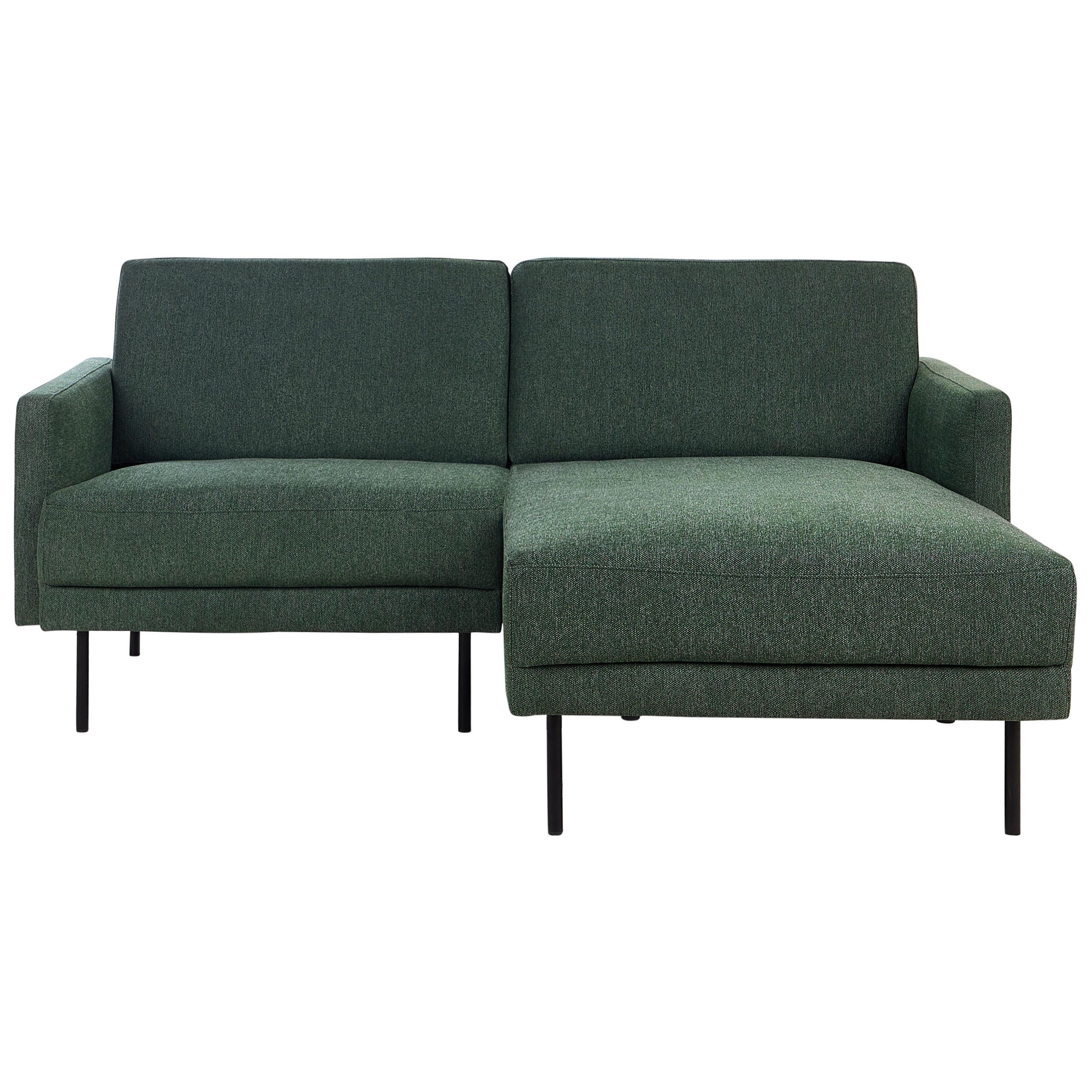 2-SITZER-ECKSOFA dunkelgrün rechtsseitig Breda - Schwarz/Grün, Textil (192/155cm) - Beliani