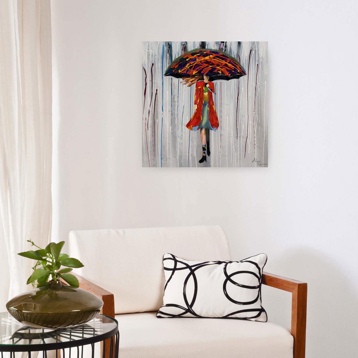 ACRYLBILD HANDGEMALT 60/60 cm - Rot/Grau, Holz/Textil (60/60cm) - KUNSTLOFT