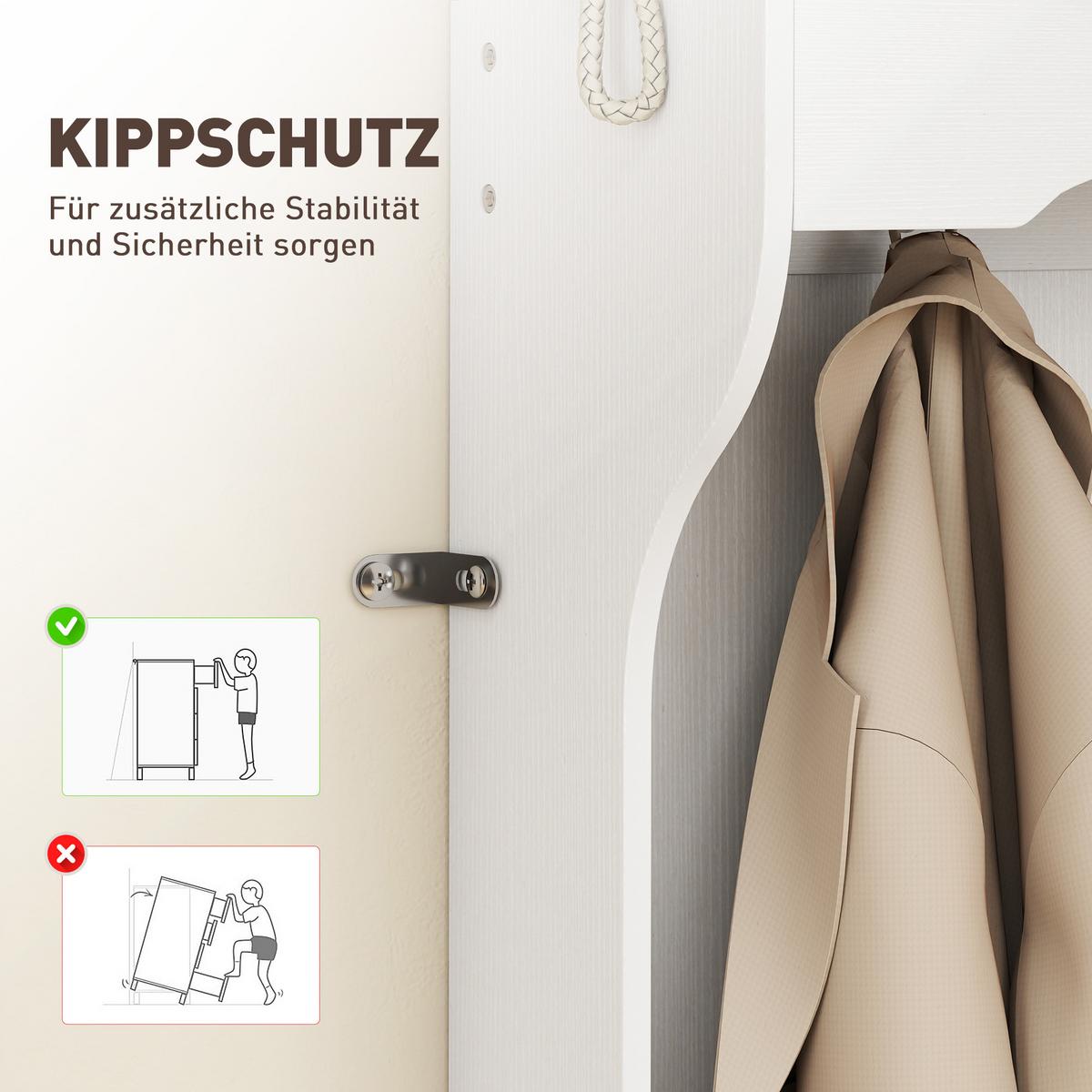 GARDEROBENSTÄNDER mit Sitzbank Kleiderständer mit Schuhregal 6 Haken - Weiß, Holzwerkstoff (100/172.2/35cm) - HOMCOM