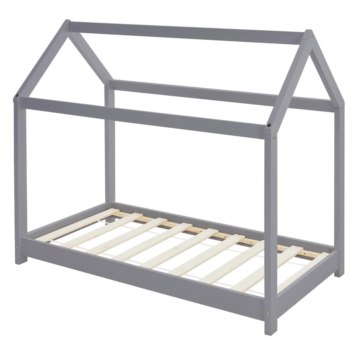 KINDERBETT mit Dach 80x160 cm Hellgrau - Hellgrau, Holz (80/160cm) - ML-DESIGN