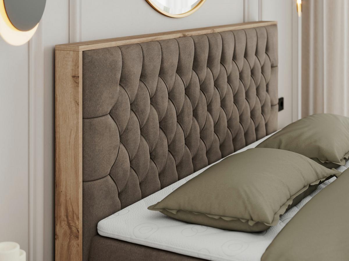 BOXBETT AMORE 200/200 Braun Velvet - H3 - Braun, Holz/Textil (200/200cm) - MKS