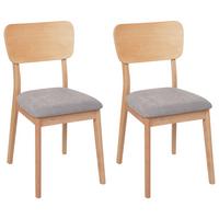 ESSZIMMERSTUHL 2er-Set Heller Holzfarbton Minier - Hellbraun/Grau, Holz (46/85/51cm) - Beliani