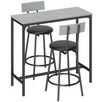 BARTISCH-MIT-BARHOCKER-SET 3er Set MDF Stahl Grau - Grau, Metall (40/90.5/100cm) - HOMCOM
