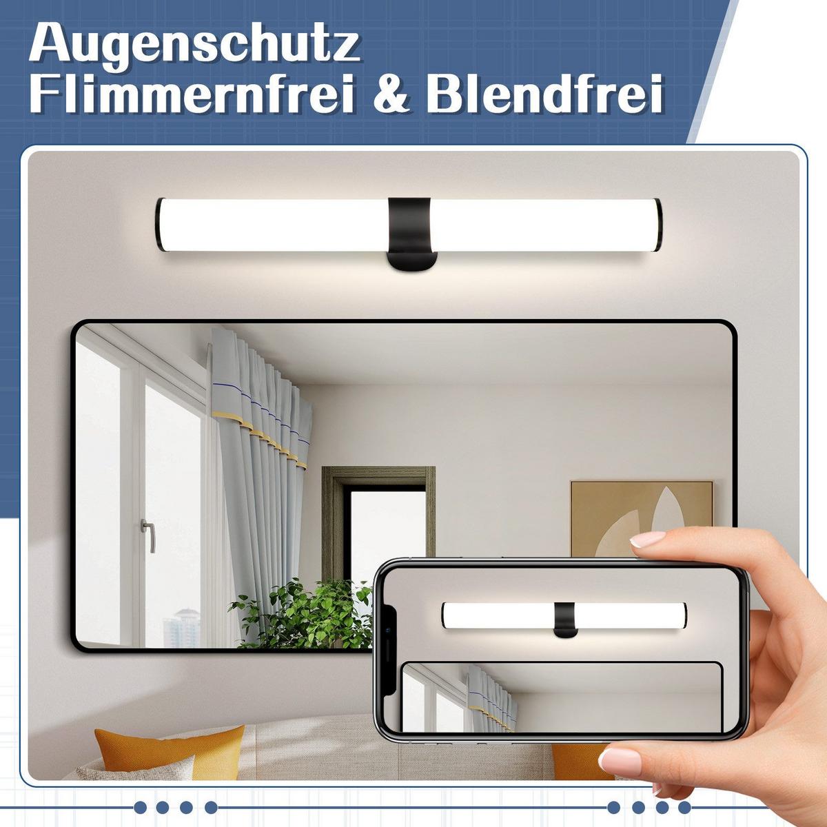 SPIEGELLEUCHTE ALDONA II 60/12.8/6.8CM - Schwarz, Kunststoff (60/12.8/6.8cm) - Nettlife