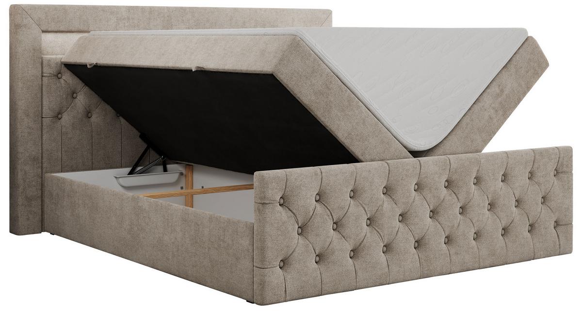 BOXBETT GOLD-9 LED 200/200 Beige Struktur - H4 - Beige, Holz/Textil (200/200cm) - MKS