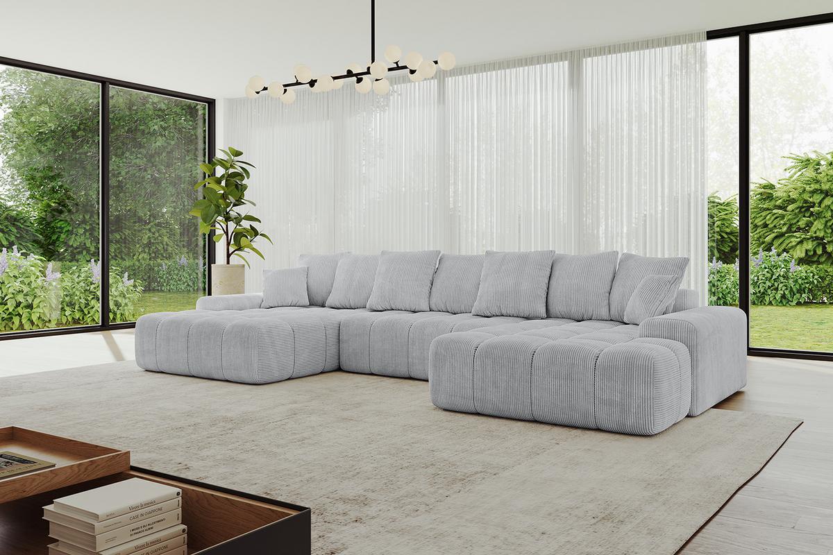 WOHNLANDSCHAFT ENSI-U - 353x164x69 cm Grau - Grau, Holzwerkstoff/Kunststoff (357/69/164cm) - ALTDECOR