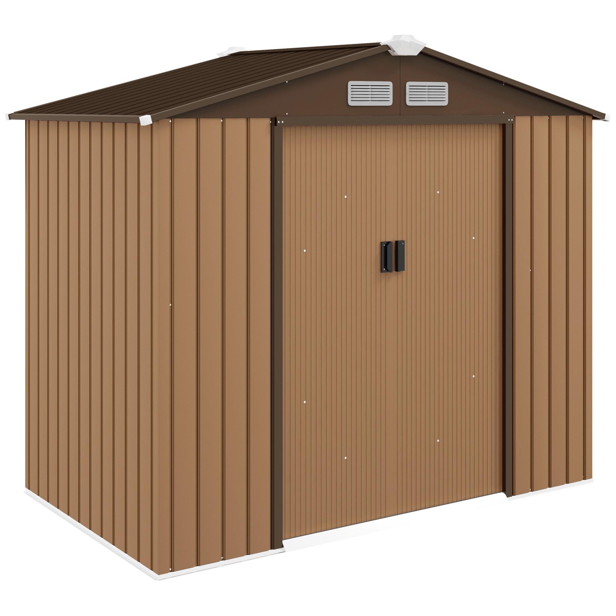 GERÄTEHAUS mit Bodenrahmen Gartenhaus Geräteschuppen Gartenschrank Stahl Gelb - Gelb, Metall (130/185/213cm) - Outsunny