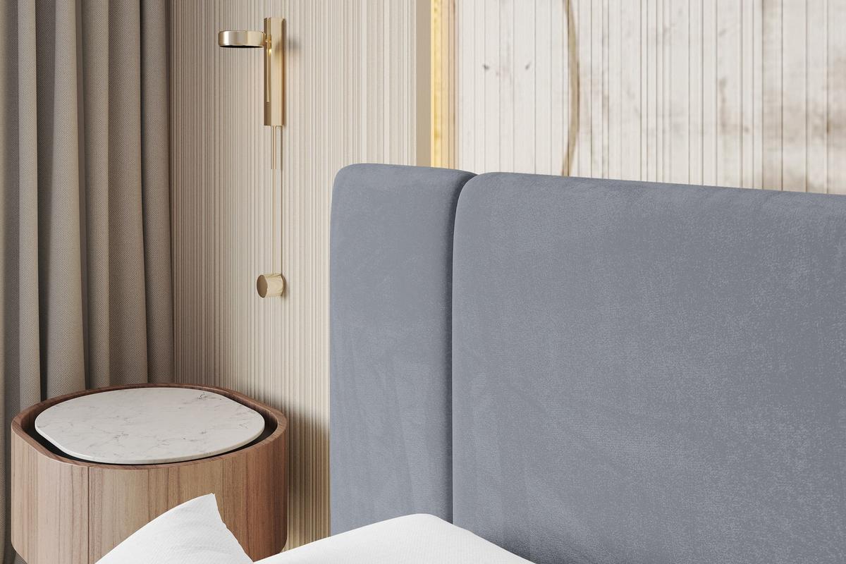 POLSTERBETT mit Bettkasten, Fußteil und Lattenrost, Bett mit Matratze H3/H4 - TEVO-Z 140x200 Grau - Grau, Holzwerkstoff/Textil (140/200cm) - ALTDECOR