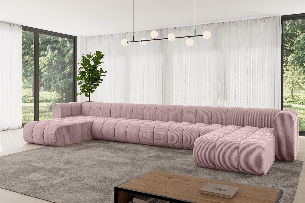 WOHNLANDSCHAFT modulares Sofa Joren-U3 - 501x177x70 cm Rosa - Rosa, Holzwerkstoff/Textil (501/70/177cm) - ALTDECOR