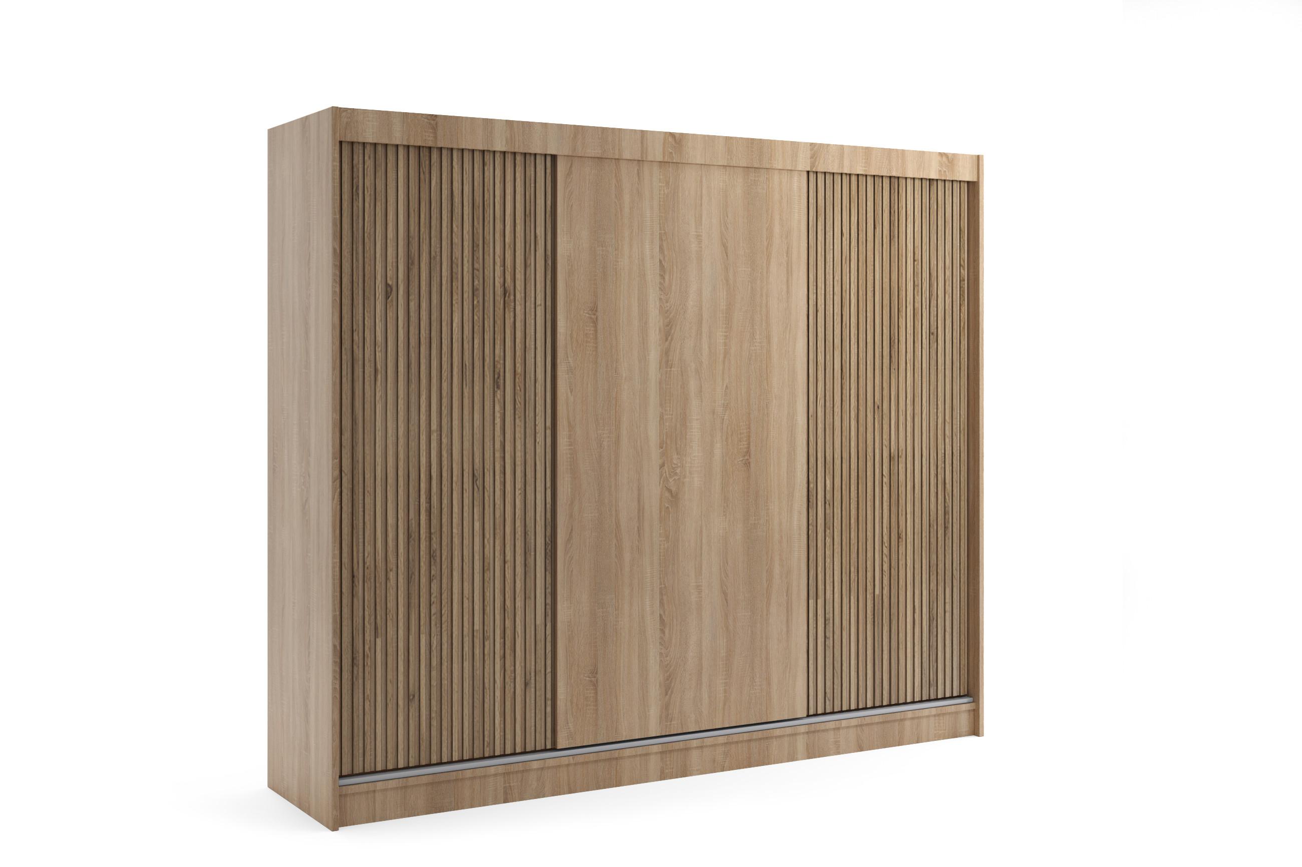 KLEIDERSCHRANK VILAN mit Lamel - 250 cm - Sonoma Eiche|Eichefarben - Eichefarben/Sonoma Eiche, Holzwerkstoff (250/215/61cm) - ALTDECOR