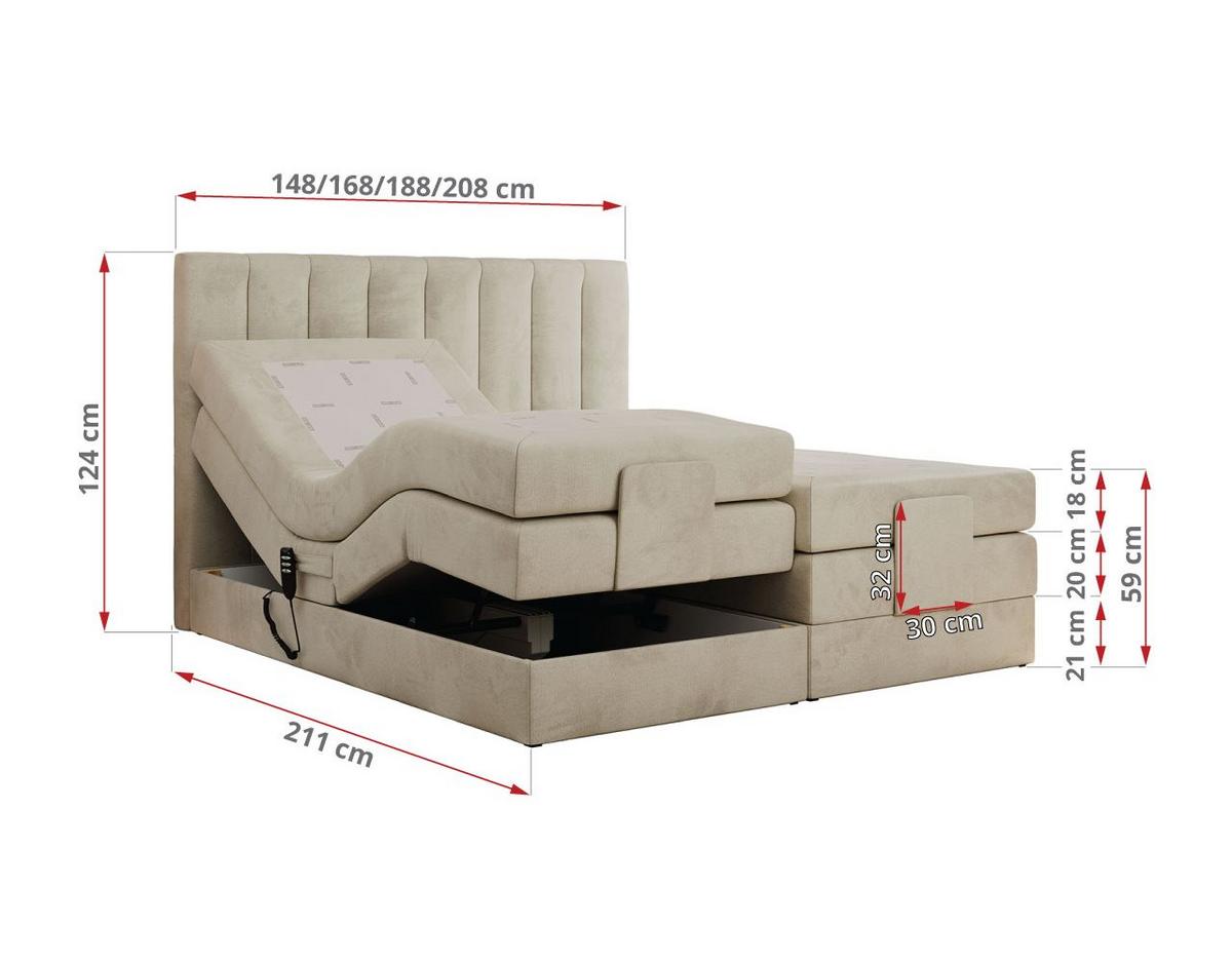 BOXBETT COMFORTO 140/200 - Beige Velvet - H4 - Beige, Holz/Textil (140/200cm) - MKS