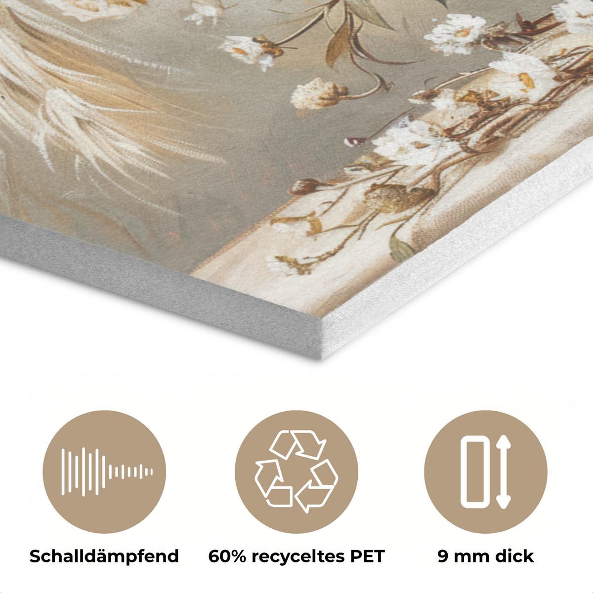AKUSTIKBILD Blumen - Vase - Stilleben - Beige Gemälde 80x60 cm - Creme, Kunststoff (80/60/0.9cm) - MuchoWow
