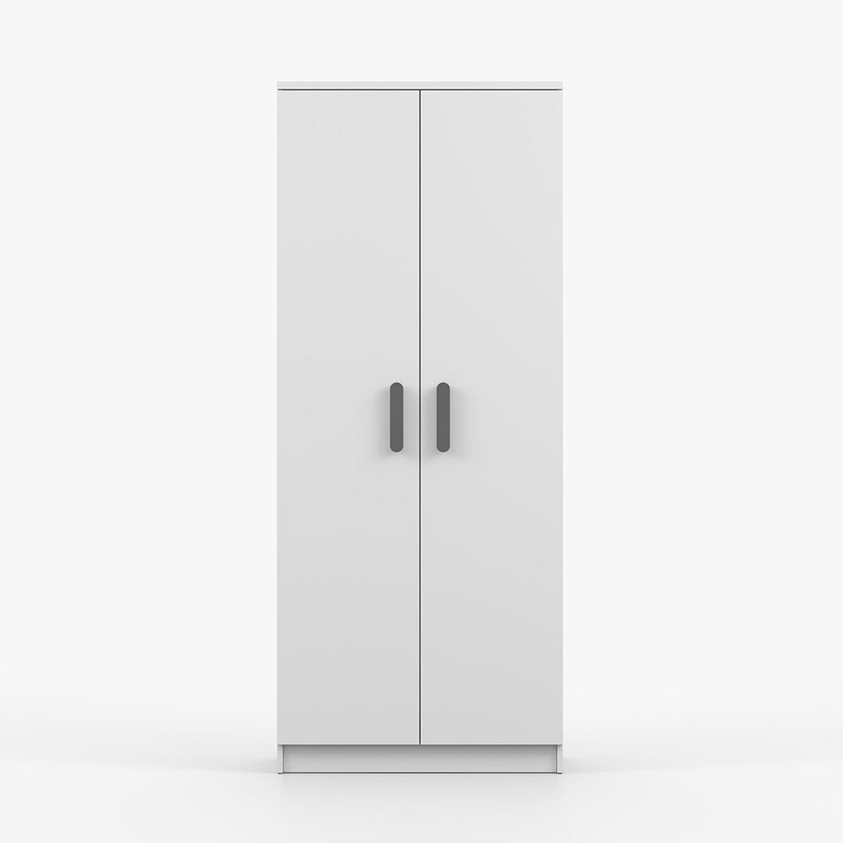 DREHTÜRENSCHRANK 80/192/50 cm 2-türig Jonas I 06 Weiß /Weiß + graue Griffe - Weiß/Grau, Holz/Holzwerkstoff (80/192/50cm) - imoebel24