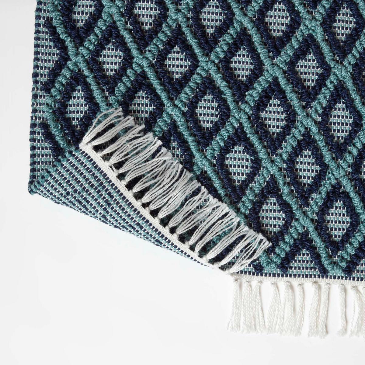 HANDWEBTEPPICH Tula geometrisch gemustert 120/170 cm - Blau, Textil (120/170cm) - Homescapes