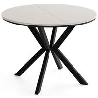 ESSTISCH Valio rund oval ausziehbar verlängerbar mit schwarzen Metallbeinen, Kaschmir 100-140/100/76 cm - Kaschmir/Beige, Holzwerkstoff/Metall (100/140/76cm) - WFL GROUP