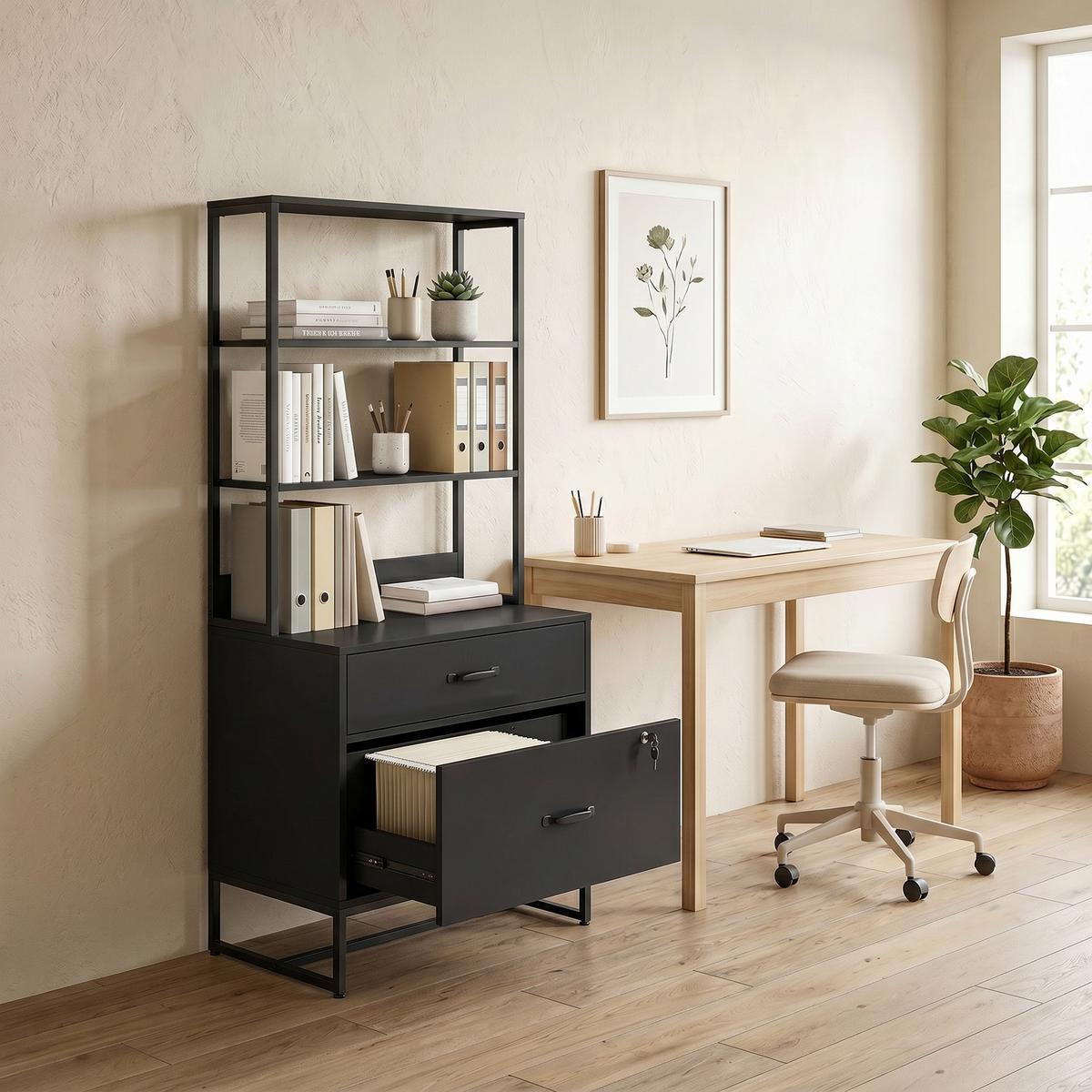 AKTENSCHRANK Spanplatte Metall Schwarz - Schwarz, Holzwerkstoff/Metall (40/157/70cm) - HOMCOM