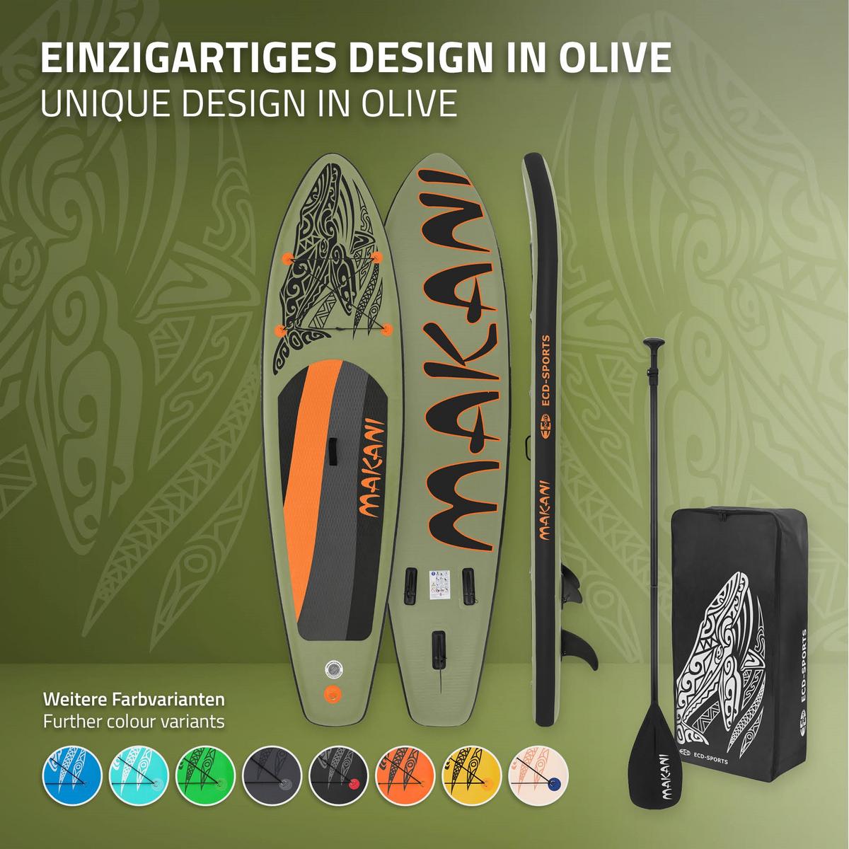 STAND UP PADDLE BOARD Makani Olive - Olivgrün, Kunststoff (320/80/15cm) - ECD-Germany