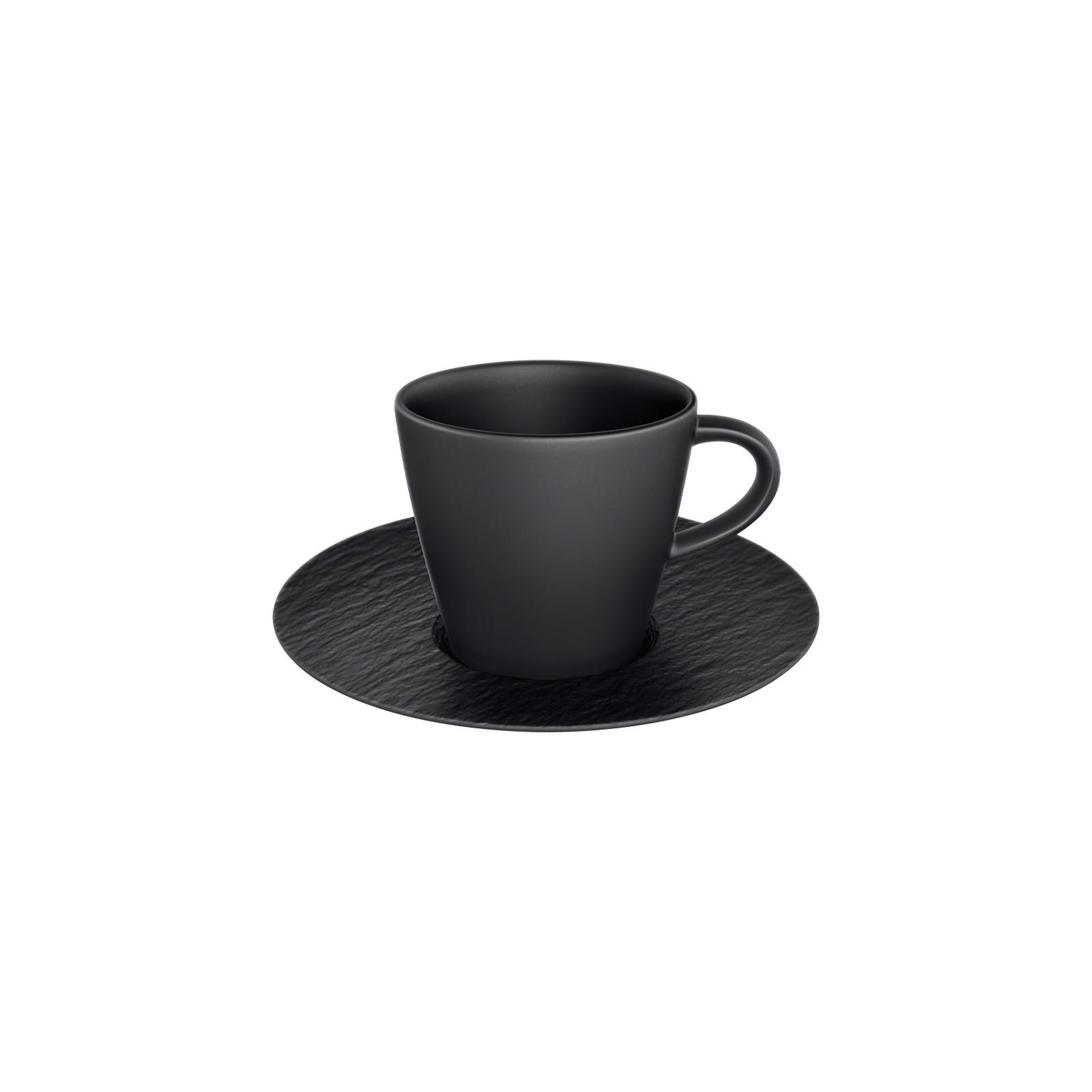 ESPRESSOTASSE MIT UNTERTASSE Manufacture Rock Glow schwarz 60 ml - Schwarz, Keramik (12.1/7.4/12.1cm) - Villeroy & Boch