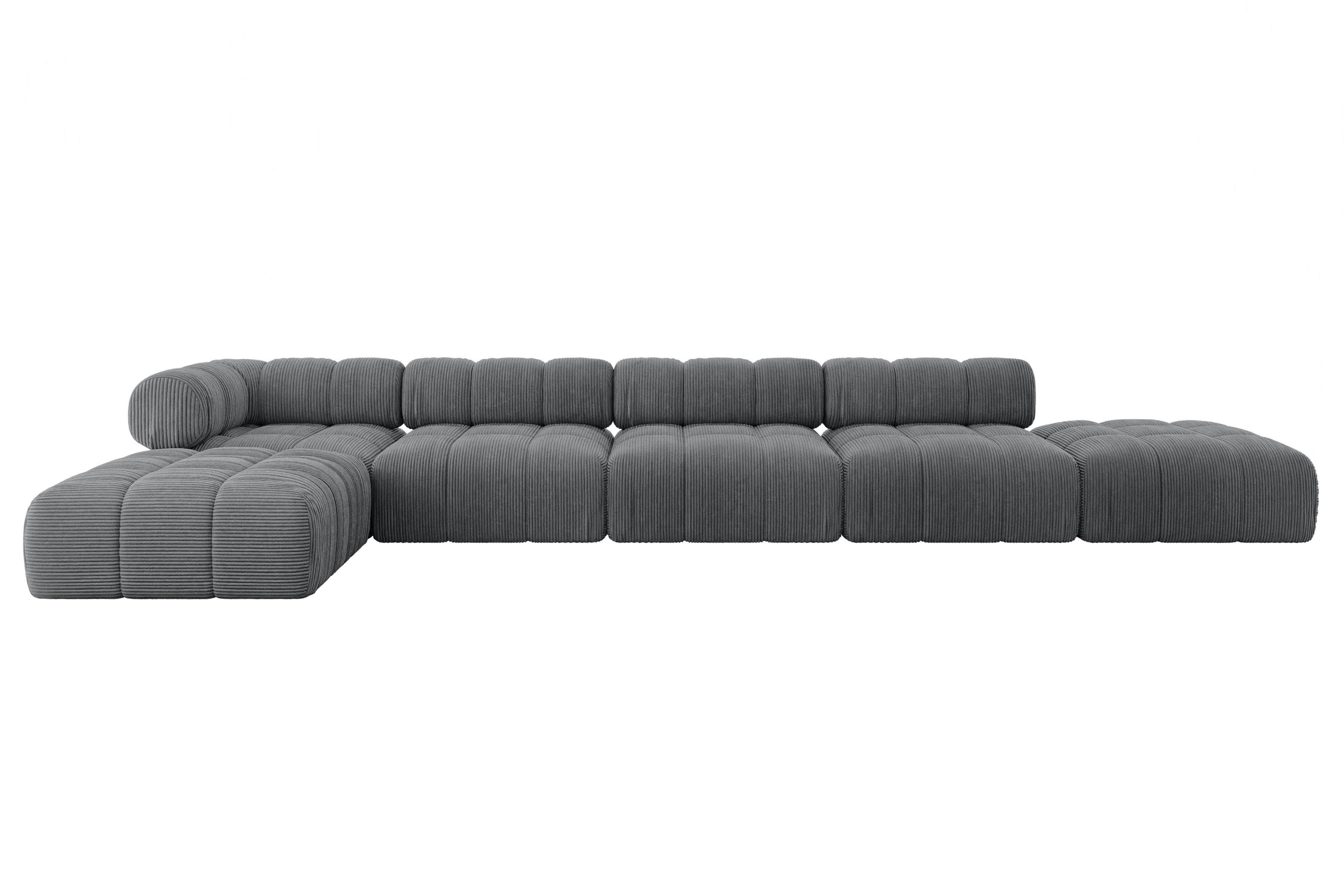 ECKSOFA modulares Sofa Kerru-L3 - 475x190x70 cm Dunkelgrau Cord - Dunkelgrau, Holzwerkstoff/Textil (475/190cm) - ALTDECOR