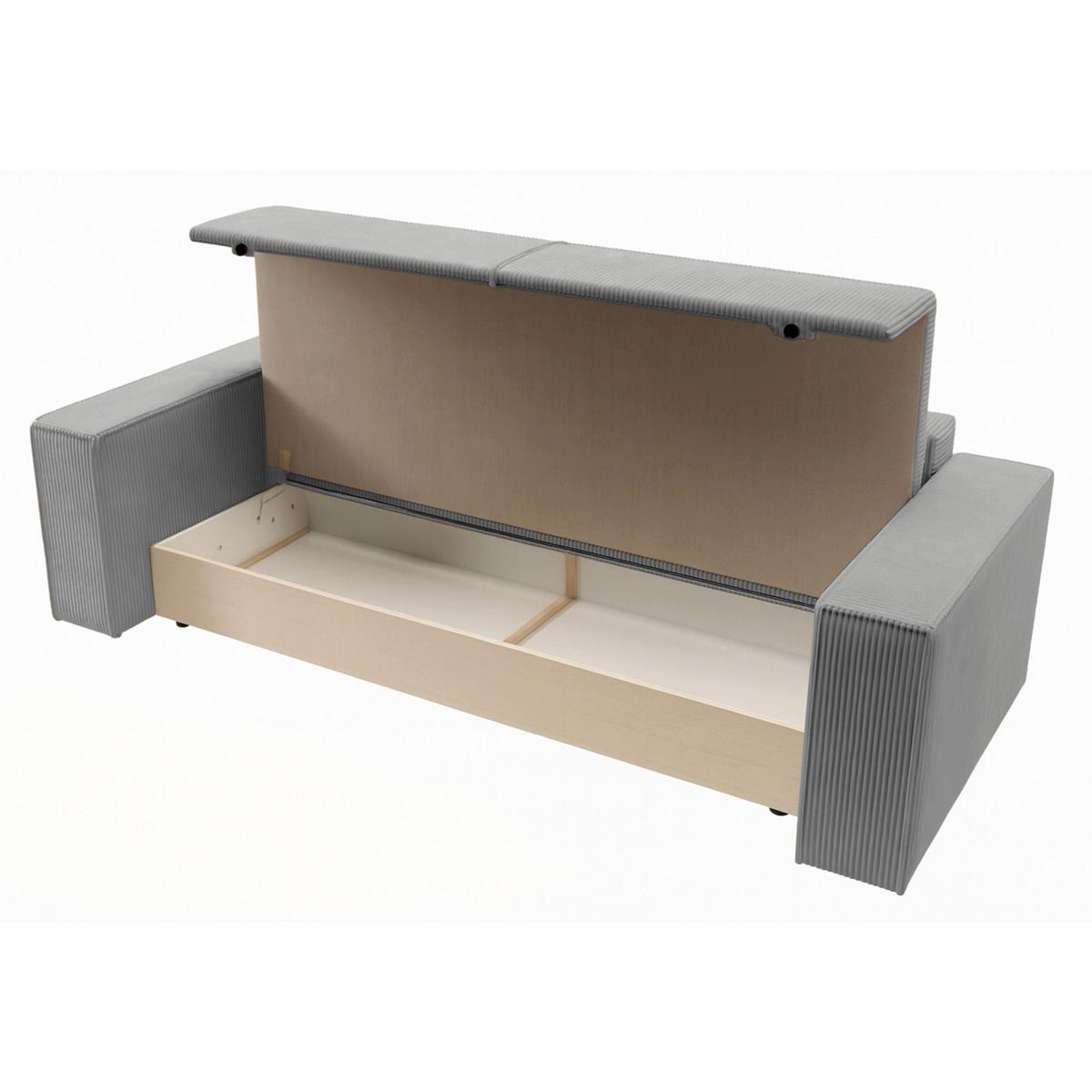 SOFA FARESE Hellgrau mit Cordbezug - Hellgrau, Textil/Metall (257/85/102cm) - Selsey