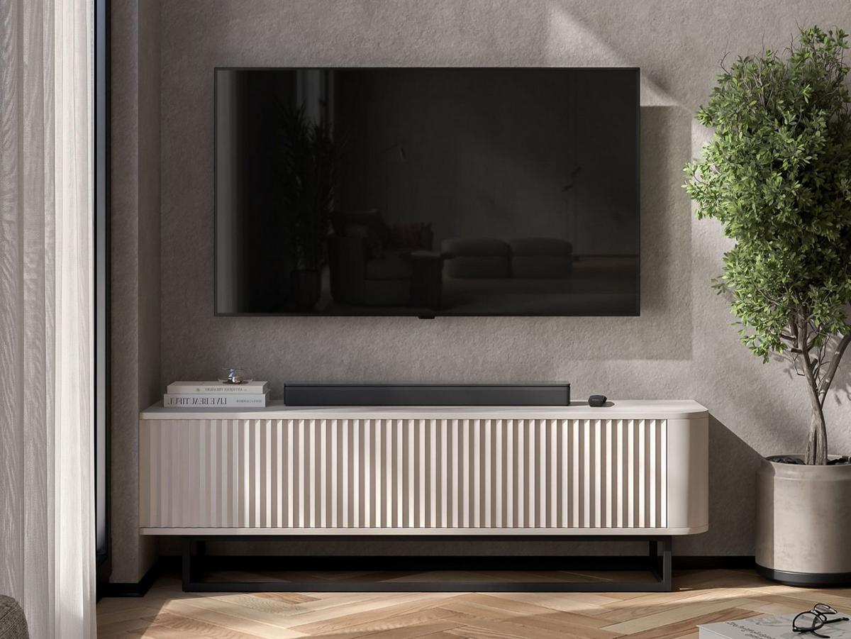 TV-LOWBOARD Aurora Kaschmir matt 140 cm mit schwarzem Metallrahmen - Kaschmir/Schwarz, Holzwerkstoff/Metall (140/44/35cm) - Meble Lindner