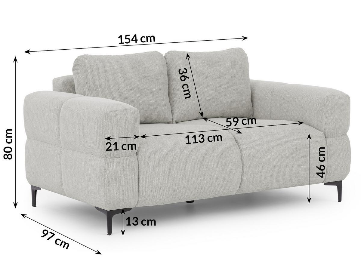 2-SITZER-SOFA Cardea in Bubble-Optik aus weichem Hellgrau Strukturstoff mit hohem Sitzkomfort - Hellgrau/Schwarz, Holz/Textil (154/80/97cm) - S-Style Möbel