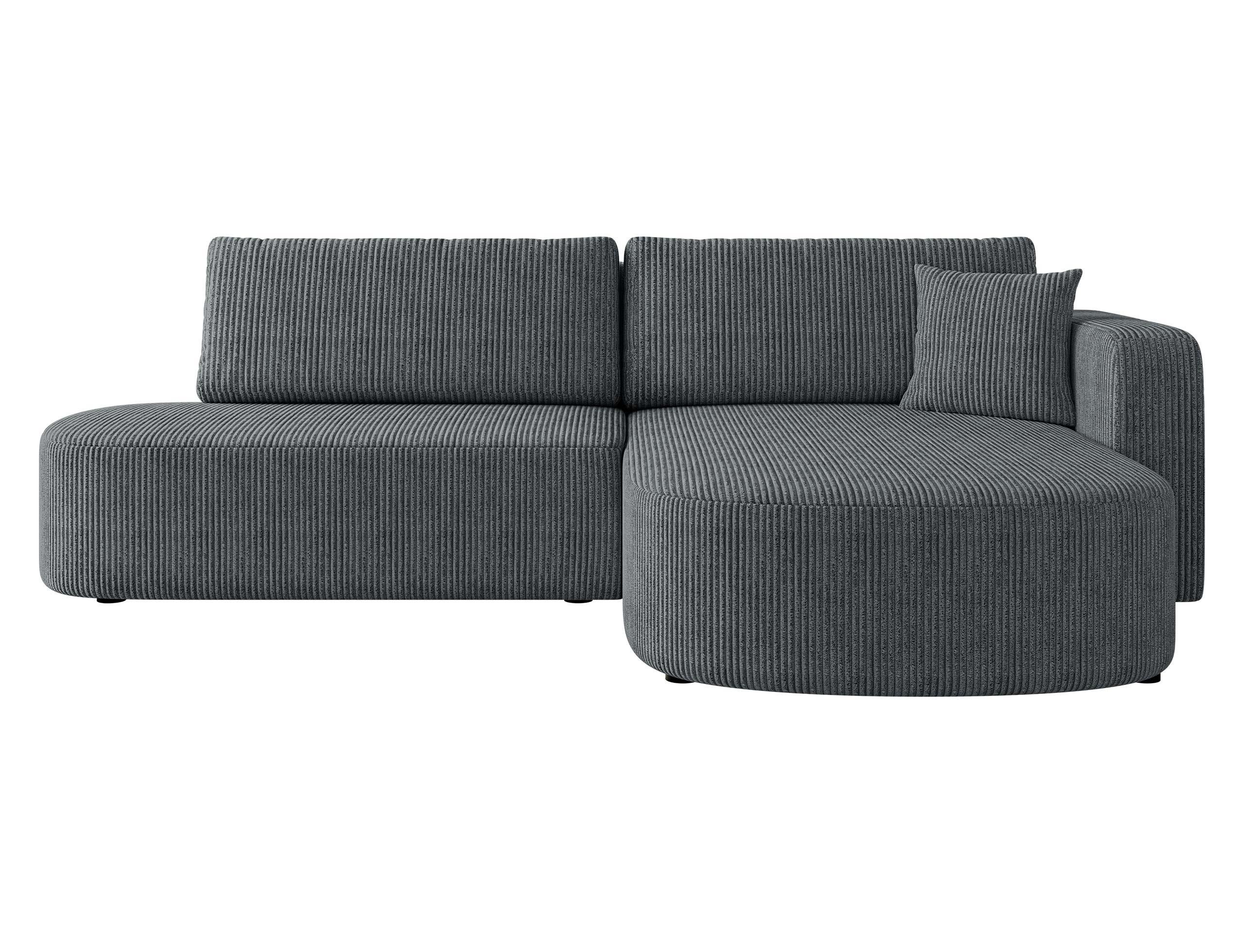 ECKSOFA Zerte Cord, Seite: Rechts - Graphitfarben/Schwarz, Holz/Kunststoff (252/175cm) - MIRJAN24