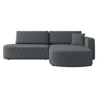 ECKSOFA Zerte Cord, Seite: Rechts - Graphitfarben/Schwarz, Holz/Kunststoff (252/175cm) - MIRJAN24