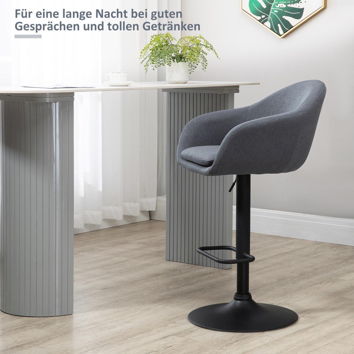BARHOCKER, Leinenimitat, Dunkelgrau - Dunkelgrau, Textil (54/112/54cm) - HOMCOM