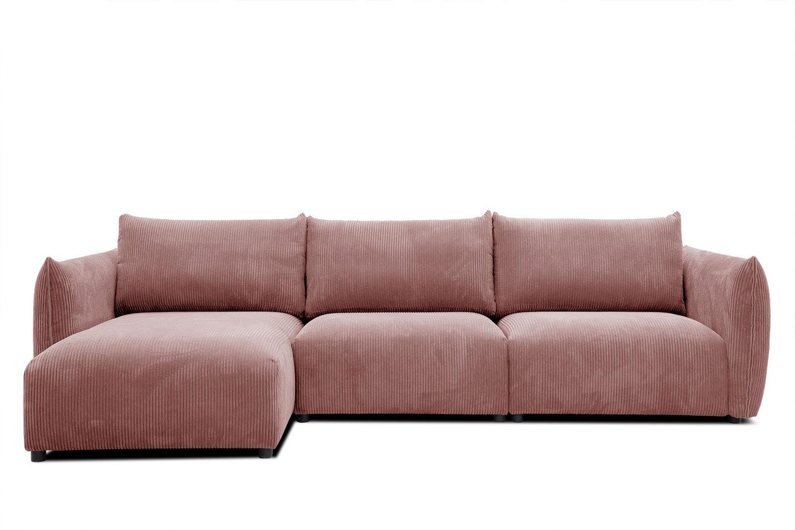 ECKSOFA TAUER 5-Sitzer, altrosa - Altrosa/Schwarz, Holzwerkstoff/Kunststoff (173/294cm) - Wozimo