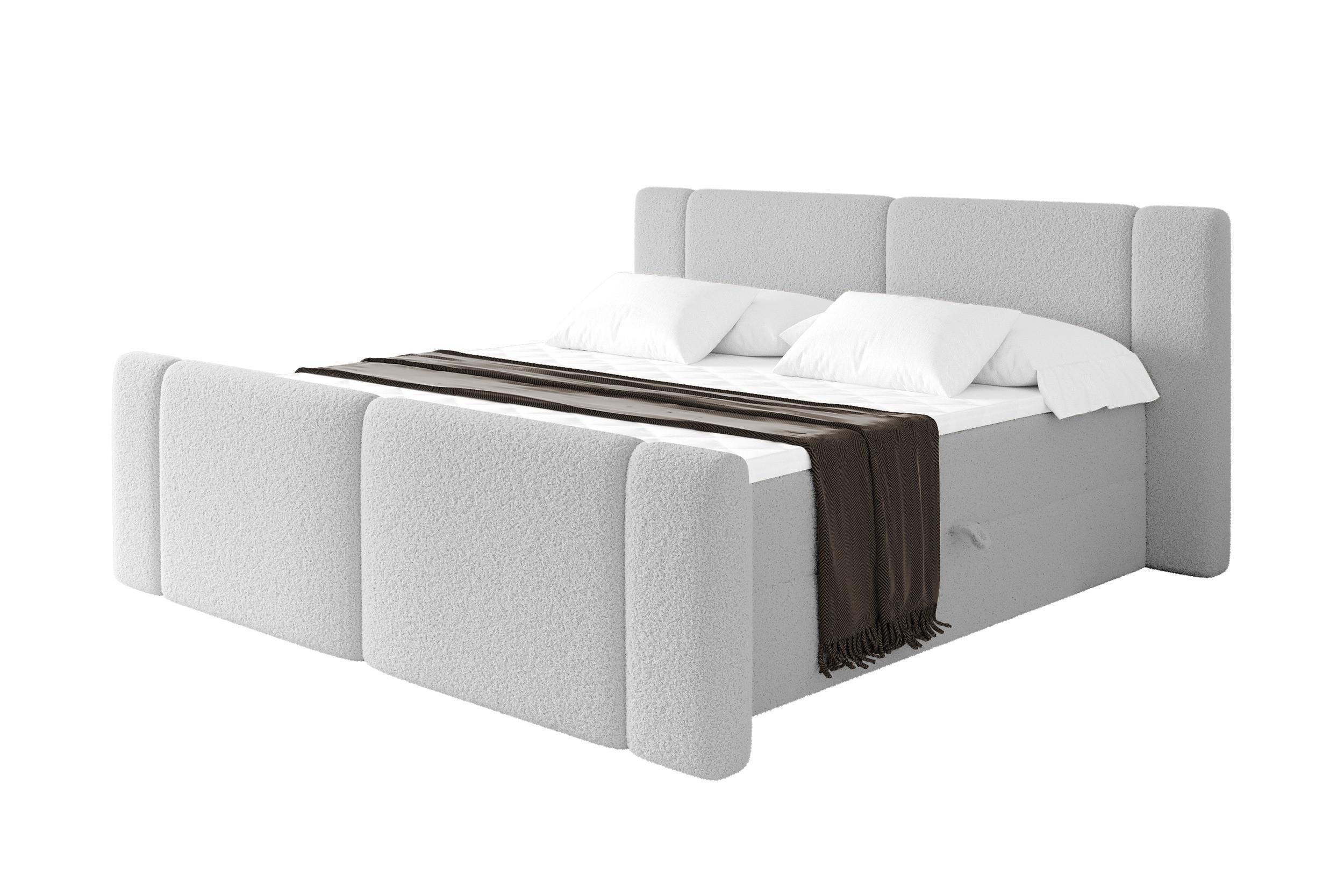 BOXBETT mit Matratze H3 - EVON Zanozek - 180x200 cm Hellgrau - Hellgrau, Holzwerkstoff (180/200cm) - ALTDECOR