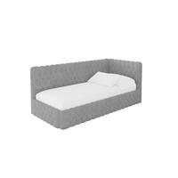 EINZELLBETT Jugendbett mit Bettkasten und Matratze H3/H4, Links - MULY 100x200 Grau - Hellgrau, Holzwerkstoff/Textil (100/200cm) - ALTDECOR