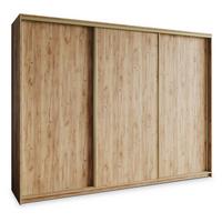 SCHWEBETÜRENSCHRANK NISSE 250/205/60 cm 3-türig mit Schubladen Craft Eiche Gold - Goldfarben/Orange, Holzwerkstoff (250/205/60cm) - MASSENO