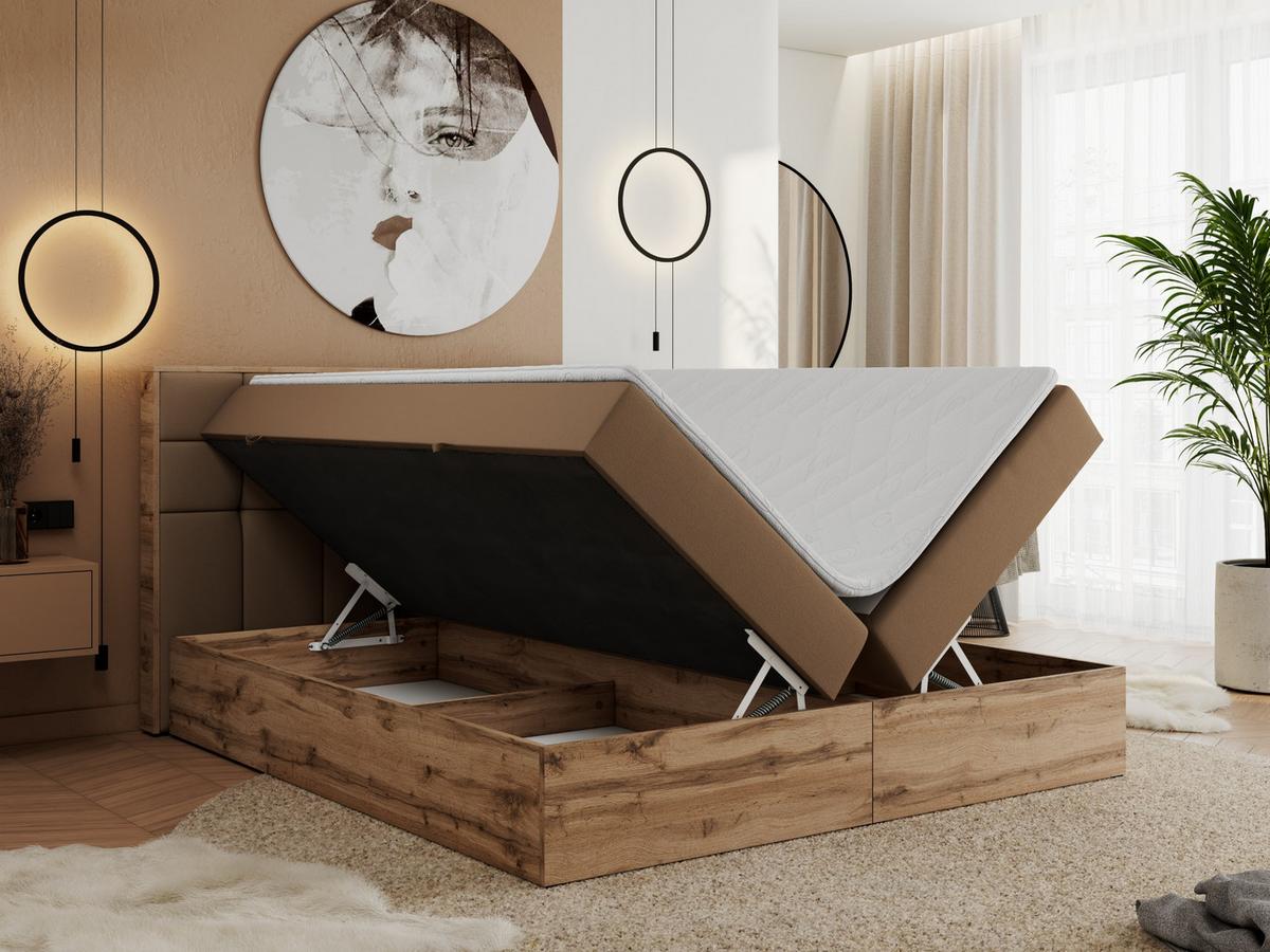 BOXBETT ALBERO 1 - 160/200 Braun Kunstleder - H4 - Braun, Holz/Textil (160/200cm) - MKS