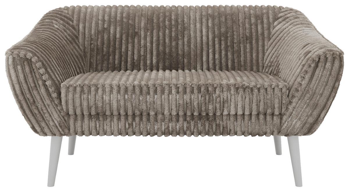 2-SITZER-SOFA PIRS - Hellbraun Cord - Weiße Beine - Hellbraun/Weiß, Holzwerkstoff/Textil (140/75/74cm) - MKS