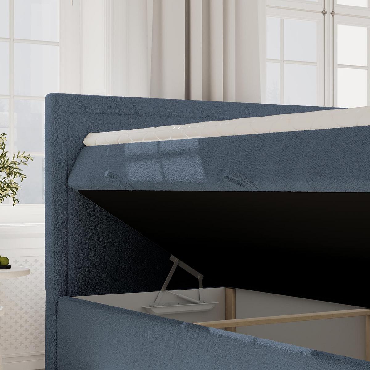 BOXBETT Jodan 180/200 cm Marineblau im Baloo Stoff - Schwarz/Dunkelblau, Holz/Holzwerkstoff (180/200cm) - AltaBeds