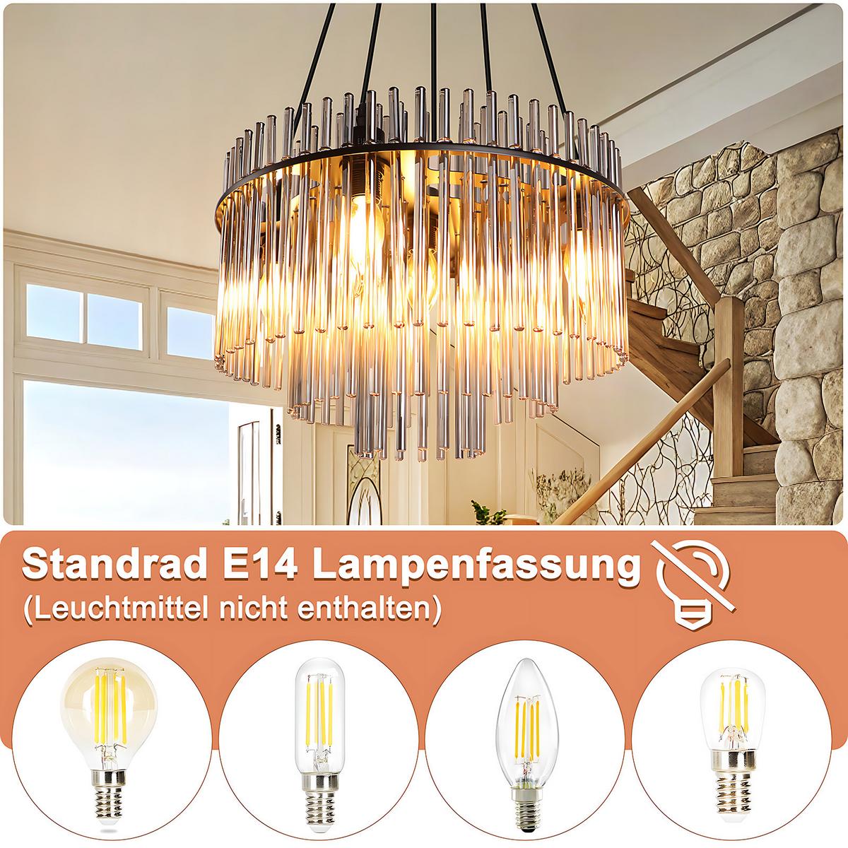 PENDELLEUCHTE Fern 15/40/150 cm - Schwarz, Glas (15/40/150cm) - ZMH