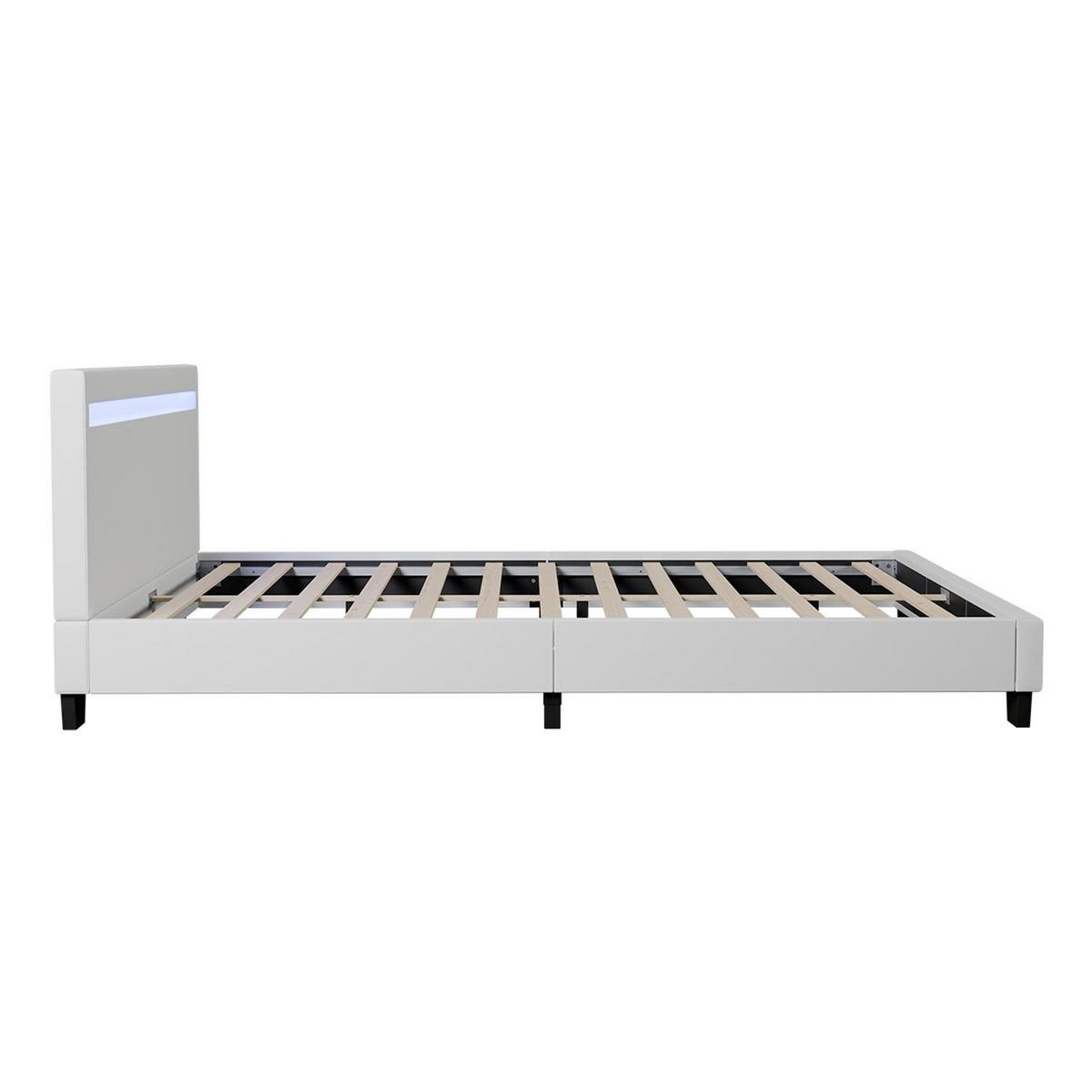 POLSTERBETT Paris mit LED weiß 120x200cm - Weiß, Holzwerkstoff (120/200cm) - Juskys