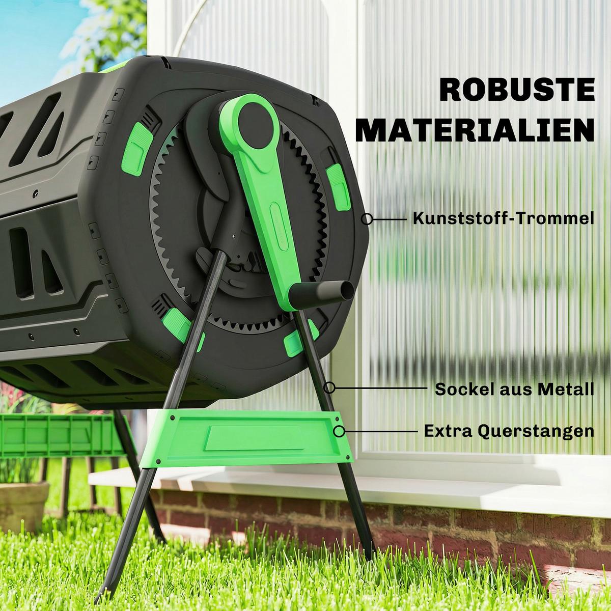 KOMPOSTER Kunststoff Metall Grün - Grün, Kunststoff/Metall (67/98/94cm) - Outsunny