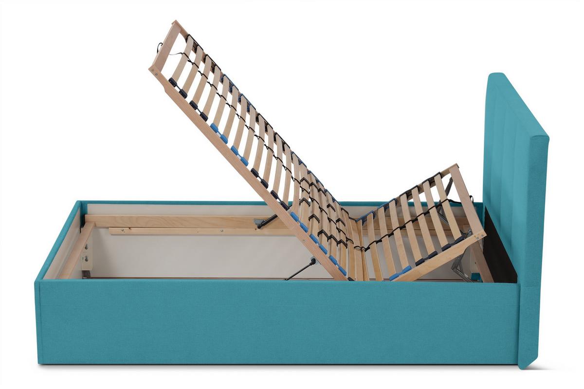 POLSTERBETT Dalas Blau 100 x 200 x 40 cm Bettkasten Mit hochwertiger Matratze H3 (bis 120 kg) und Lattenrost - Blau, Holz (100/200cm) - Halmon Schlafkomfort Betten 