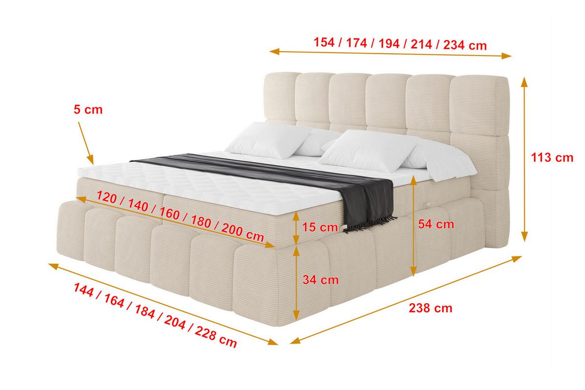 BOXBETT - AURI-H4 - 120x200 Beige Cord - Champagner, Holzwerkstoff (120/200cm) - ALTDECOR