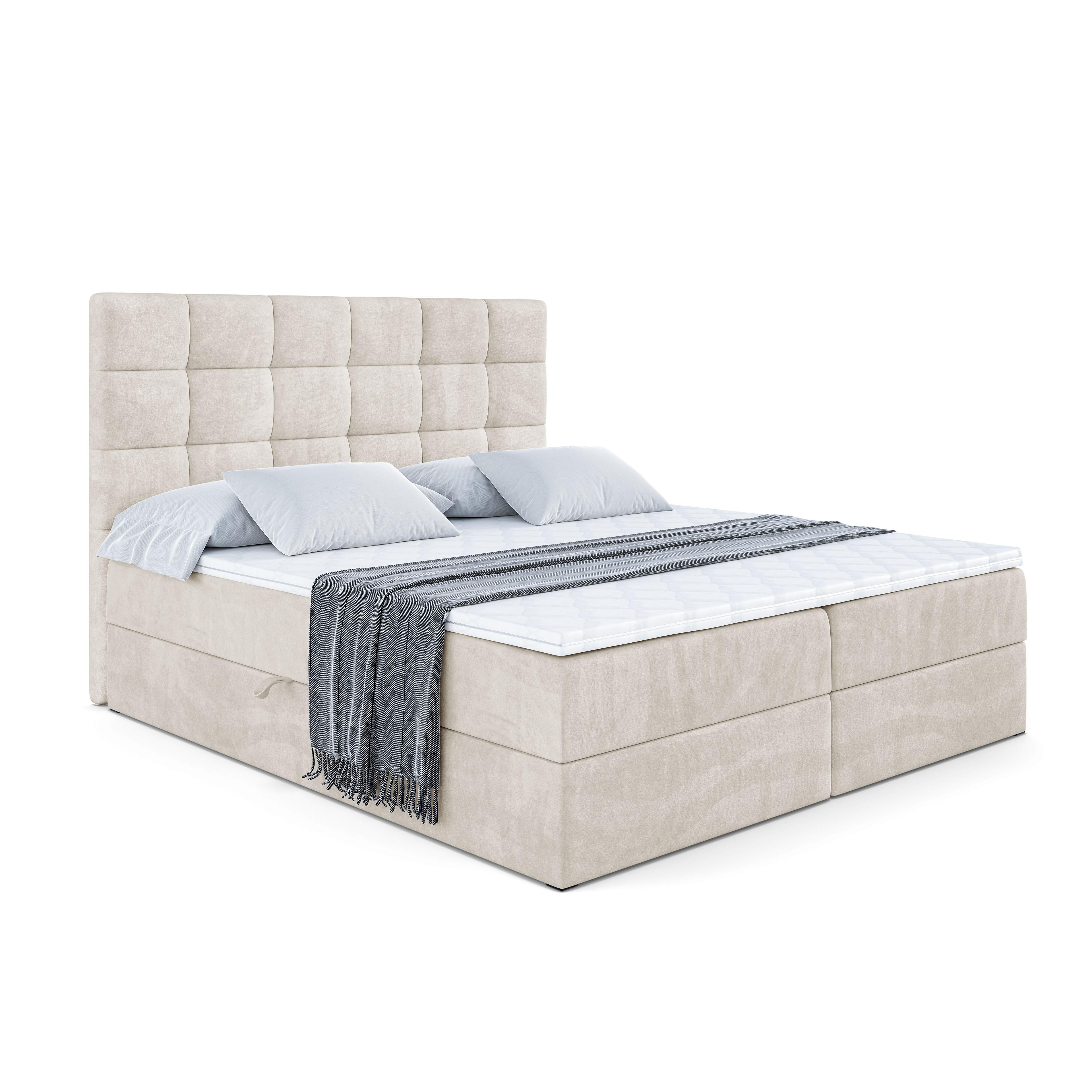 BOXBETT mit H3-Matratze und Lattenrost - BRUGO - 180x200 Ecru - Ecru, Holzwerkstoff (180/200cm) - ALTDECOR