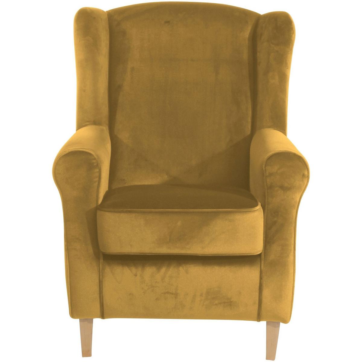 OHRENSESSEL Karlen Bezug Samtvelours Buche natur / mais - Messingfarben/Buchefarben, Kunststoff (86/103/77cm) - 58aufmkessel