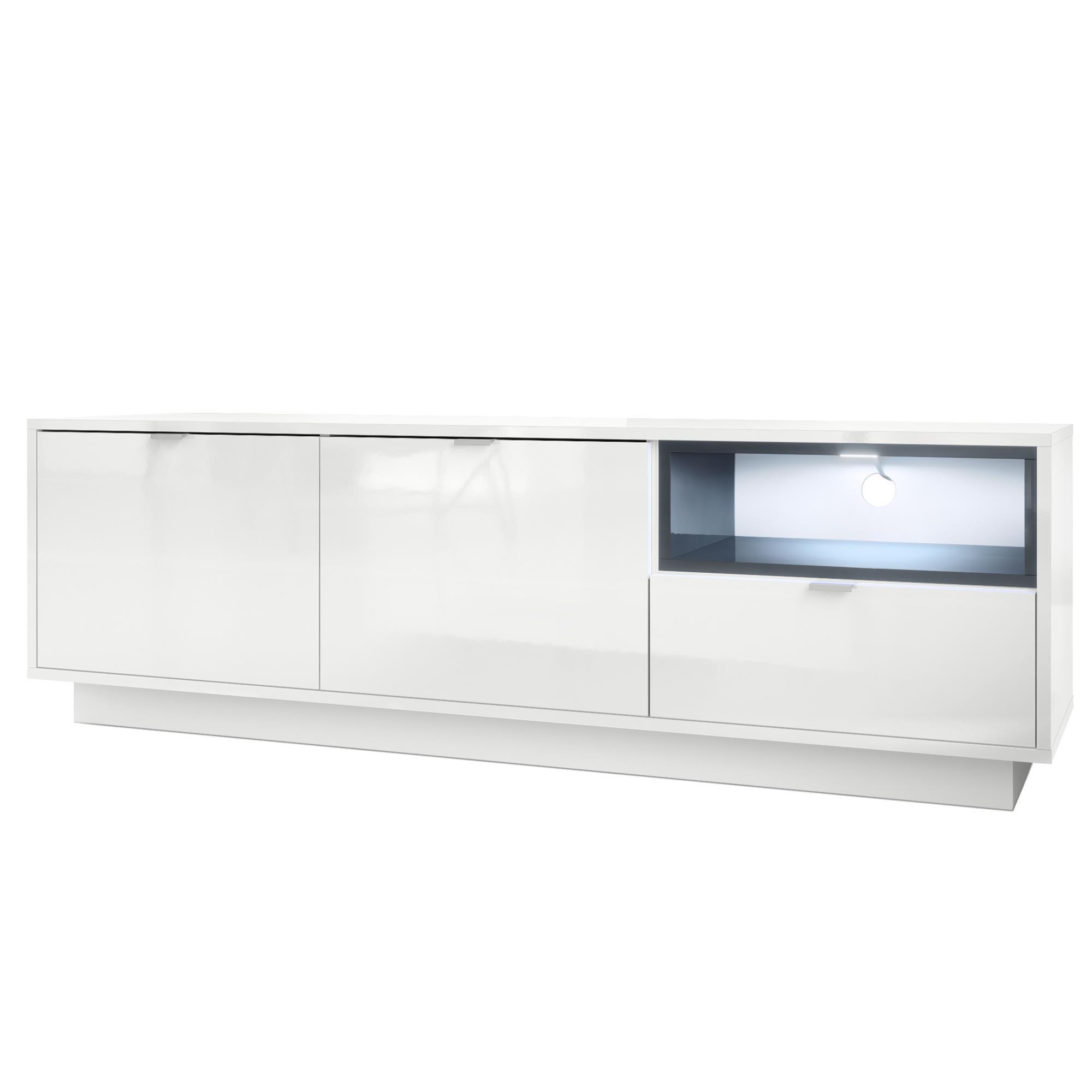 LOWBOARD Metro Einsatz in Grau Hochglanz - Grau, Holzwerkstoff (153/48/37cm) - Vladon