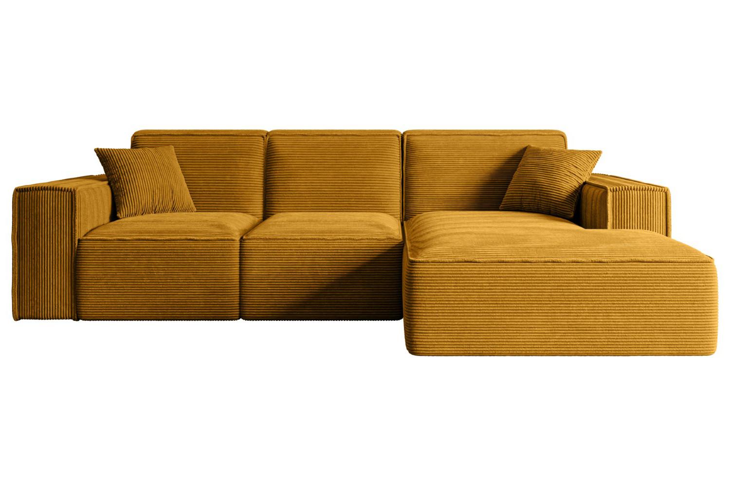 ECKSOFA Ottomane Rechts SERRA-L - 266x169x80 cm Senfgelb Cord - Gelb/Schwarz, Holzwerkstoff/Kunststoff (266/169cm) - ALTDECOR